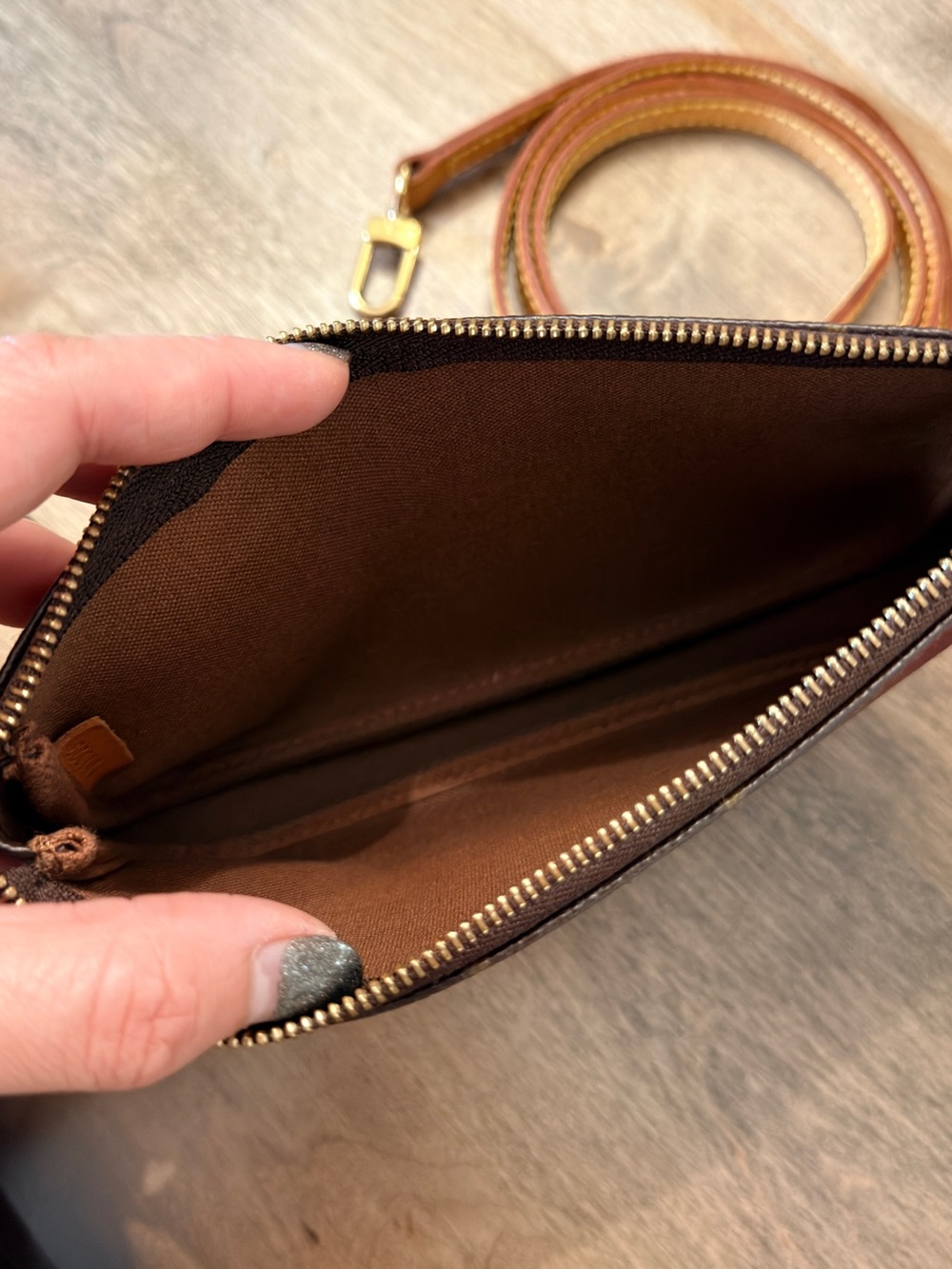 Louis Vuitton Monogram Mini Pochette with Vachetta Strap - Picture 9 of 14